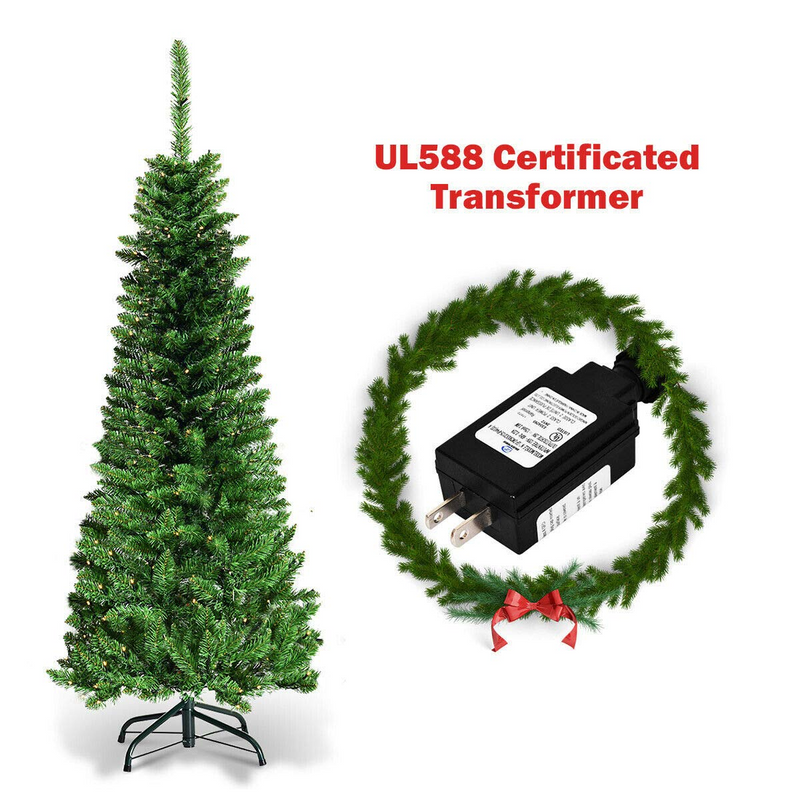 Load image into Gallery viewer, Goplus Prelit Pencil Christmas Tree, 4.5FT Premium Hinged Fir Tree - GoplusUS
