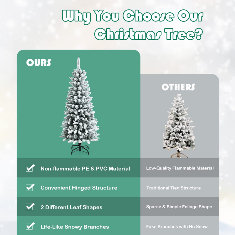 Load image into Gallery viewer, Goplus Snow Flocked Pencil Christmas Tree, Hinged Artificial Slim Xmas Tree - GoplusUS