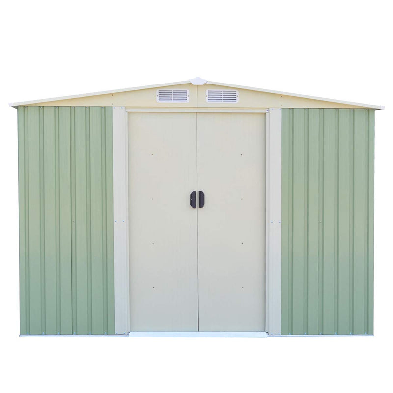 Load image into Gallery viewer, Galvanized Steel Outdoor Storage Shed 8.5X 8.5Ft Heavy Duty Tool House - GoplusUS