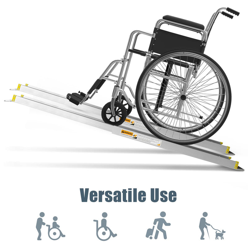 Load image into Gallery viewer, Goplus Wheelchair Ramp, Adjustable Portable Aluminum Ramps with Non-Skid Surface for Steps Home Doorways (A Pair)