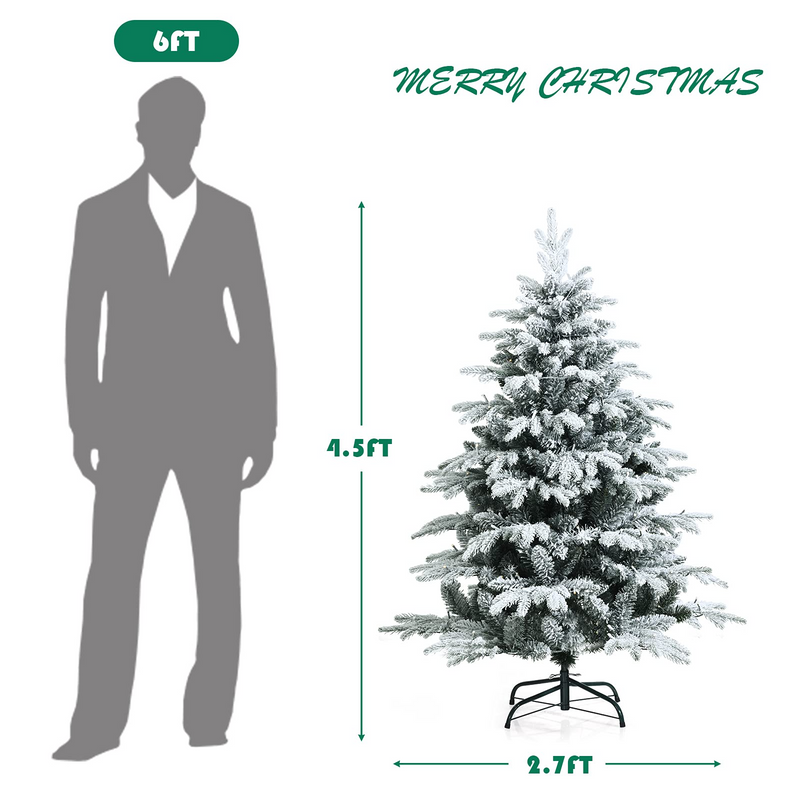 Load image into Gallery viewer, Goplus 4.5ft / 6ft / 7ft Pre-lit Snow Flocked Christmas Tree, Premium Hinged Artificial Pine Tree w/ 120 LED Lights & 757 PE & PVC Branch Tips - GoplusUS