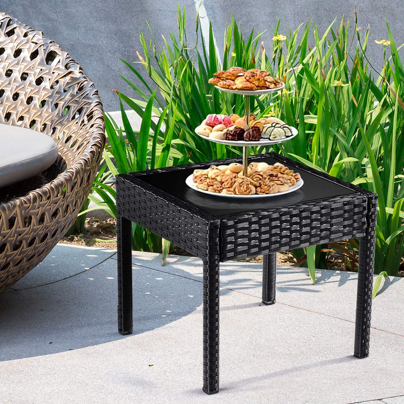 Load image into Gallery viewer, Goplus Rattan Furniture Set for Outdoor Patio Backyard Garden, 3-Piece Wicker Conversation Set - GoplusUS