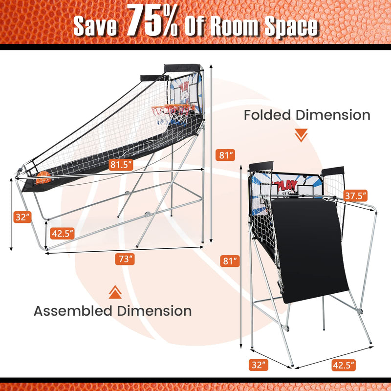 Load image into Gallery viewer, Goplus Foldable Dual Shot Basketball Arcade Game, Indoor Outdoor Basketball Game Machine