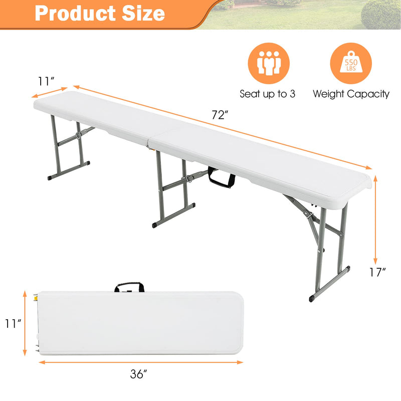 Load image into Gallery viewer, Goplus 6 Feet Plastic Folding Bench, Portable Foldable Bench Seat with 550 lbs Capacity - GoplusUS