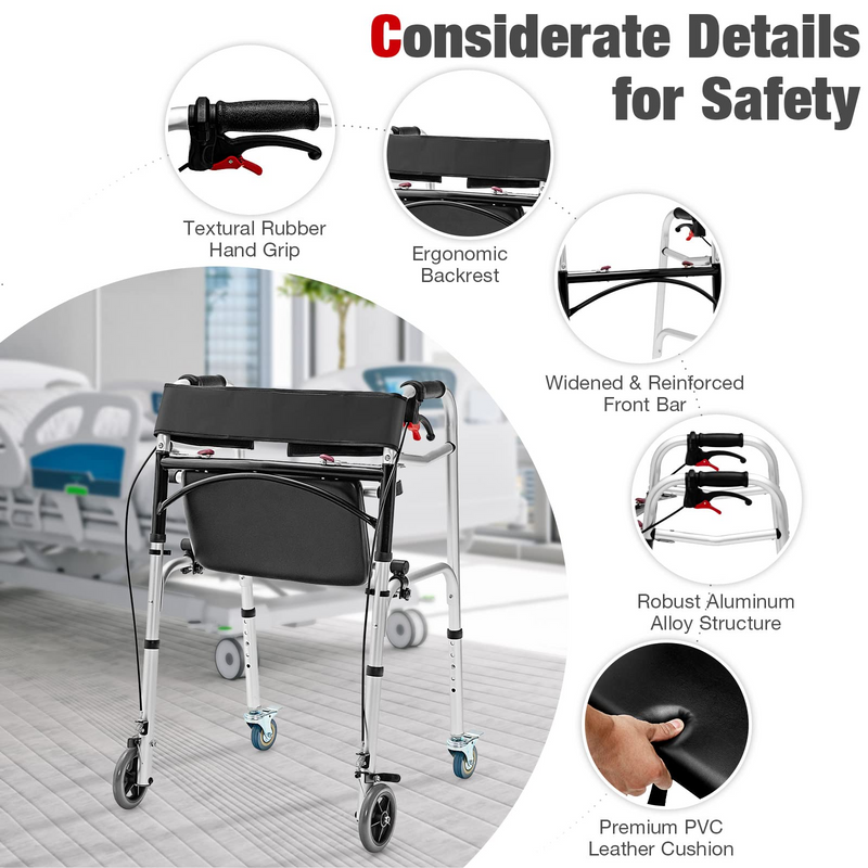 Load image into Gallery viewer, 2-Button Folding Walkers for Seniors, 4-in-1 Folding Walker - Goplus