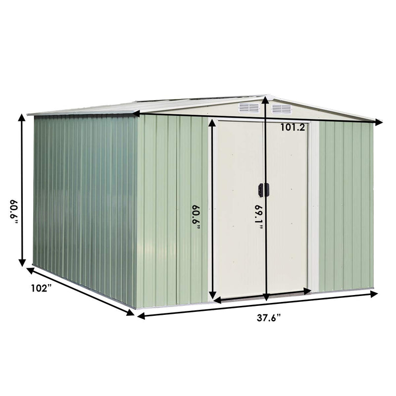 Load image into Gallery viewer, Galvanized Steel Outdoor Storage Shed 8.5X 8.5Ft Heavy Duty Tool House - GoplusUS