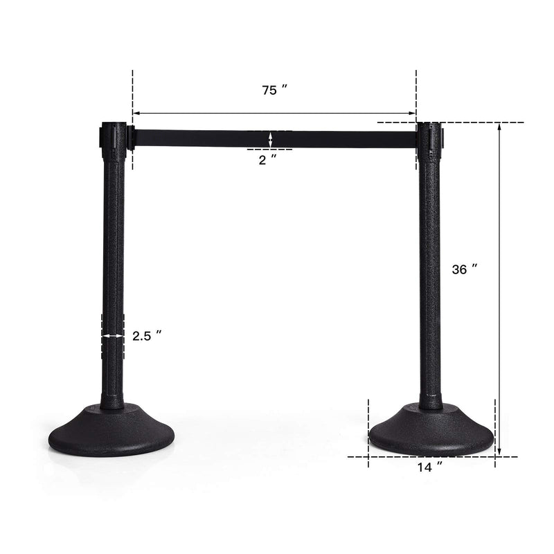 Load image into Gallery viewer, 2Pcs Stanchion Post, Crowd Control Rope Barrier with 6.3 Foot Retractable Belt - GoplusUS