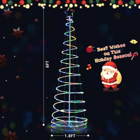 Goplus 6 FT Spiral Christmas Tree, Outdoor Led Christmas Tree with 135 LED Lights - GoplusUS