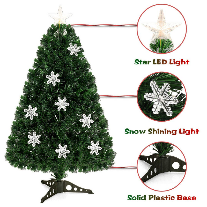Load image into Gallery viewer, Artificial Pre-Lit Christmas Tree Fiber Optic Tree with Metal Stand, Xmas Tree for Holiday Decor - GoplusUS