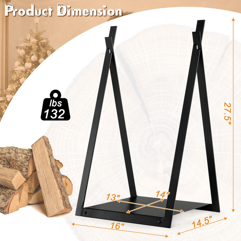 Load image into Gallery viewer, Goplus 16" Triangle Firewood Rack, Outdoor Small Decorative Firewood Holder with Raised Base - GoplusUS