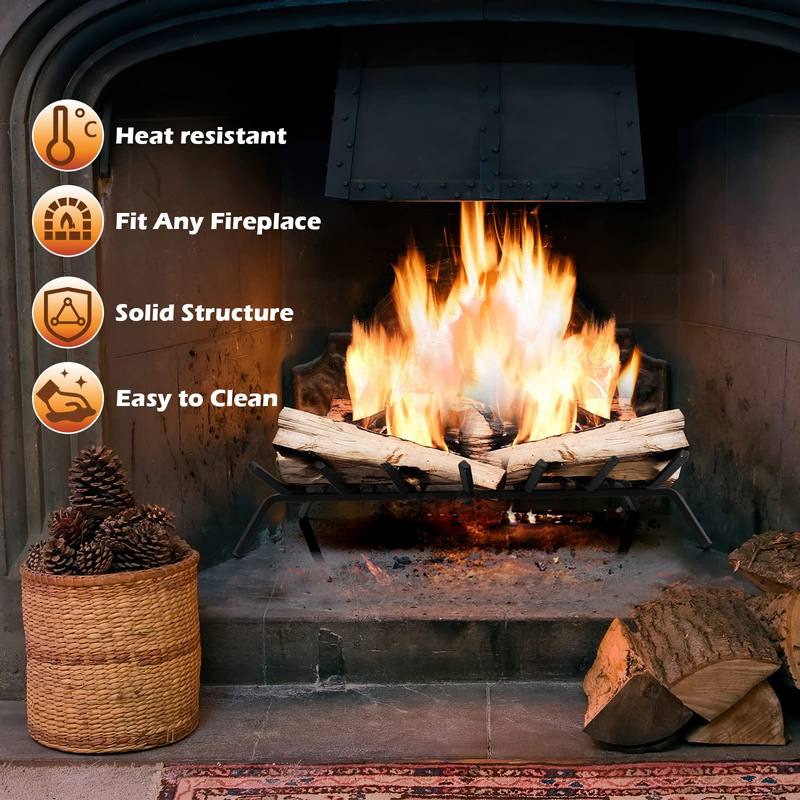 Load image into Gallery viewer, Goplus 31 Inch Fireplace Log Grate, Heavy Duty Steel Fireplace Log Holder with 3/4 Wide Solid Bars for Outdoor Kindling Tools Pit - GoplusUS