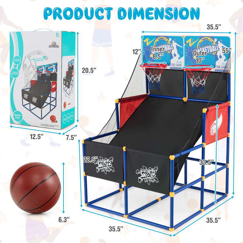Load image into Gallery viewer, Goplus Kids Basketball Arcade Game, Dual Shot Basketball Game for 2 Players with 4 Balls & Inflation Pump - GoplusUS