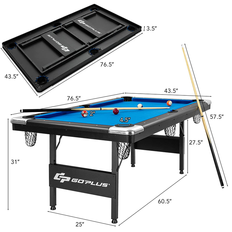 Load image into Gallery viewer, 6 FT Folding Pool Table, 76 Inch Portable Billiard Tables for Adults, Full Accessory Kit - GoplusUS