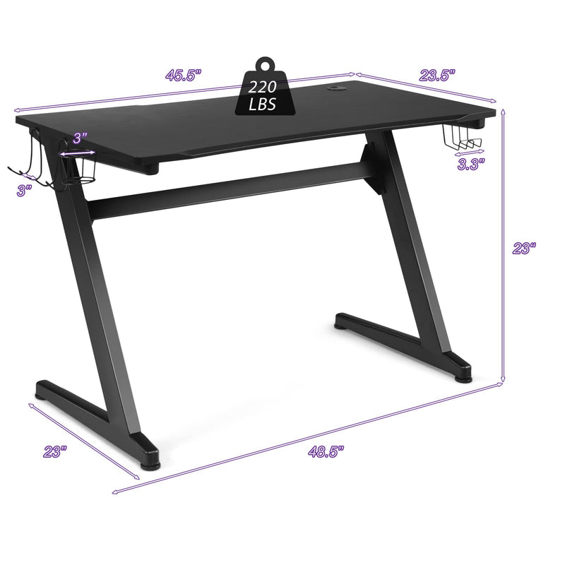 Load image into Gallery viewer, Goplus 45.5 Gaming Desk, Z Shaped Racing Game Table with Carbon Fiber Surface, Mouse Mat - GoplusUS