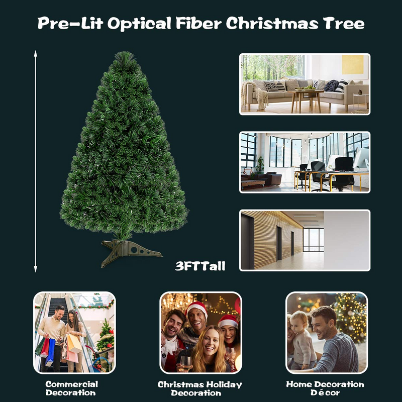 Load image into Gallery viewer, Artificial PVC Christmas Tree Pre-Lit Fiber Optic Tree - GoplusUS