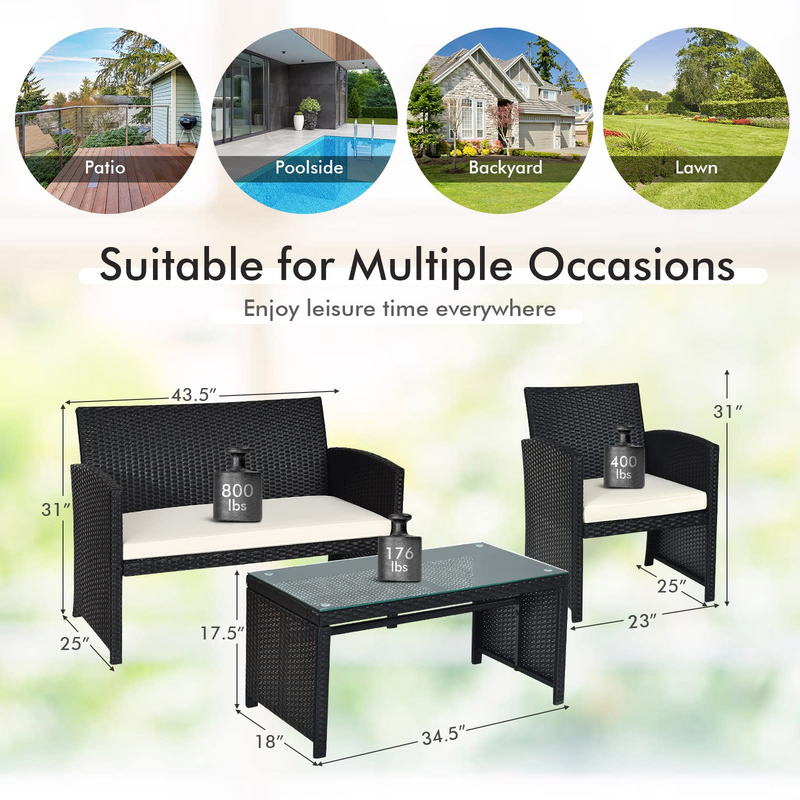 Load image into Gallery viewer, Rattan Patio Furniture Set, Outdoor Wicker Conversation Sofa