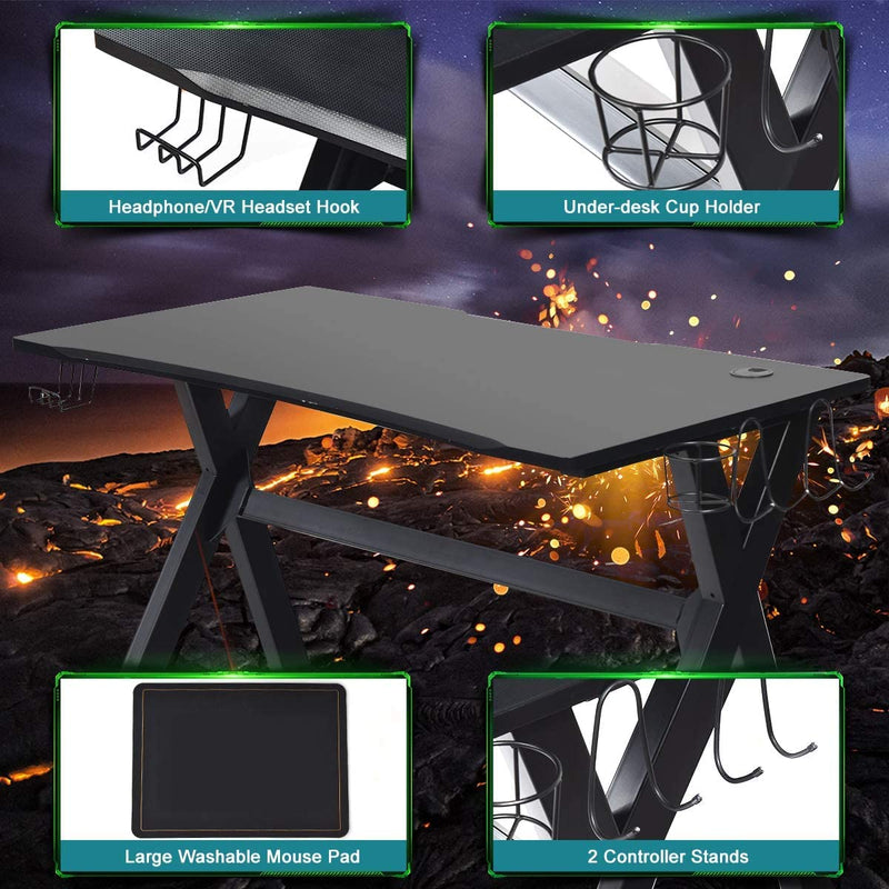 Load image into Gallery viewer, Goplus Gaming Desk & Chair Combo Set, Racing Style X Shaped E-Sport Gamer Desk & PVC Computer Chair - GoplusUS