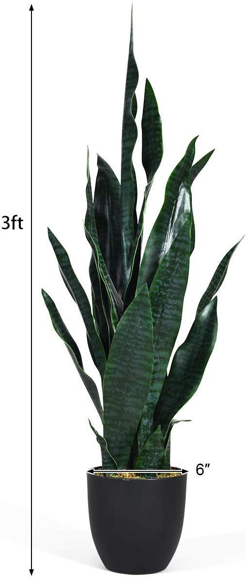 Goplus Fake Snake Plant, 2 Pack 36" Tall Artificial Potted Floor Plant