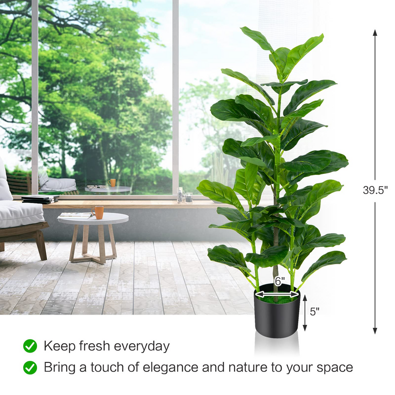 Load image into Gallery viewer, Goplus Fake Fiddle Leaf Fig Tree, 2-Pack 3.3 FT Tall Artificial Tree Greenery Plants in Pots W/40 Leaves - GoplusUS