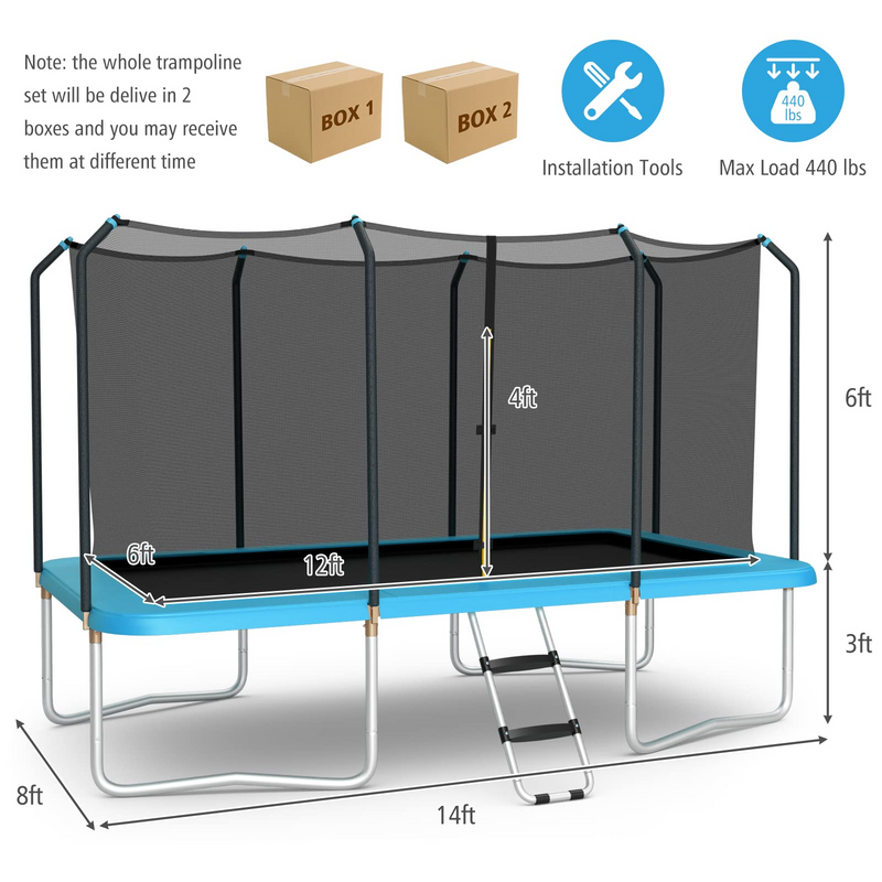 Load image into Gallery viewer, Goplus 8FT x 14FT Rectangular Trampoline, 440LBS Bearing Recreational Trampolines w/ Enclosure Net & Non-Slip Ladder - GoplusUS