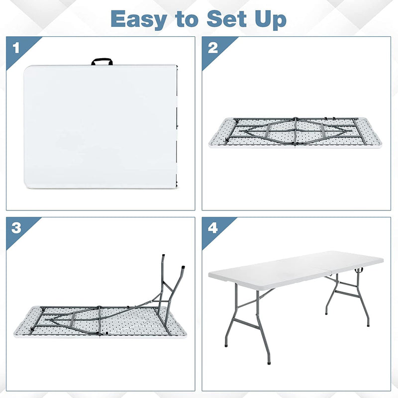 Load image into Gallery viewer, Goplus 6 FT 3-Piece Portable Picnic Table Bench Set, Weather-Resistant Plastic Folding Picnic Tables with Benches