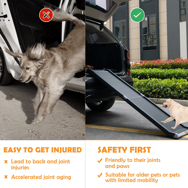 Load image into Gallery viewer, Goplus Dog Car Ramp, 63 Inch Folding Portable Pet Ramp for Large Dogs SUV Truck Bed w/ Side Rails & Safety Lock & Non-Slip Surface & Carry Handle - GoplusUS