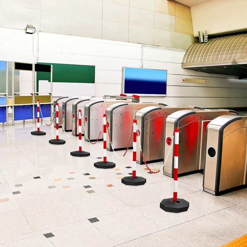 Load image into Gallery viewer, Goplus 6 Pack Delineator Post Cone, Traffic Cones Safety Barrier with Octagonal Fillable Base & 5FT Link Chains - GoplusUS