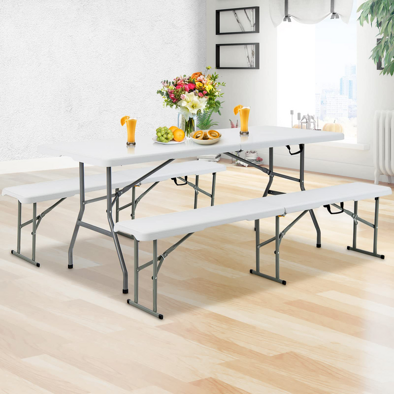 Load image into Gallery viewer, Goplus 6 Feet Plastic Folding Bench, Portable Foldable Bench Seat with 550 lbs Capacity - GoplusUS