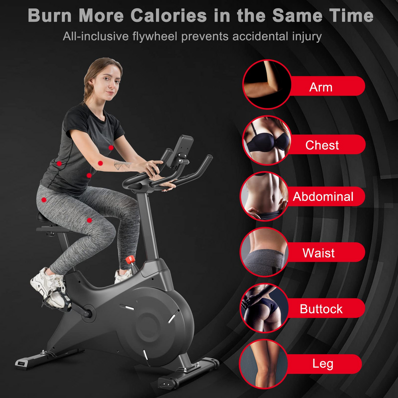 Load image into Gallery viewer, Goplus Exercise Bike, Magnetic Resistance Stationary Bike with Bulit-in Safe Flywheel, Comfortable Seat Cushion - GoplusUS