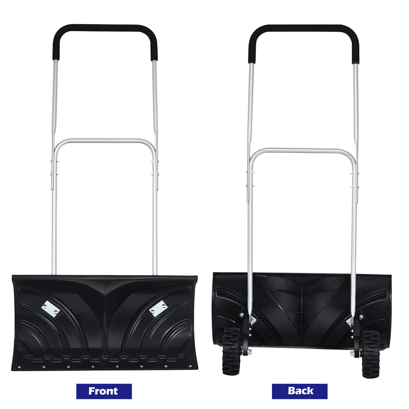 Load image into Gallery viewer, Goplus Rolling Snow Pusher Shovel, Handle Adjustable Snow Removal Tool, Manual Push Plow with 6-inch Wheels for Walkways - GoplusUS