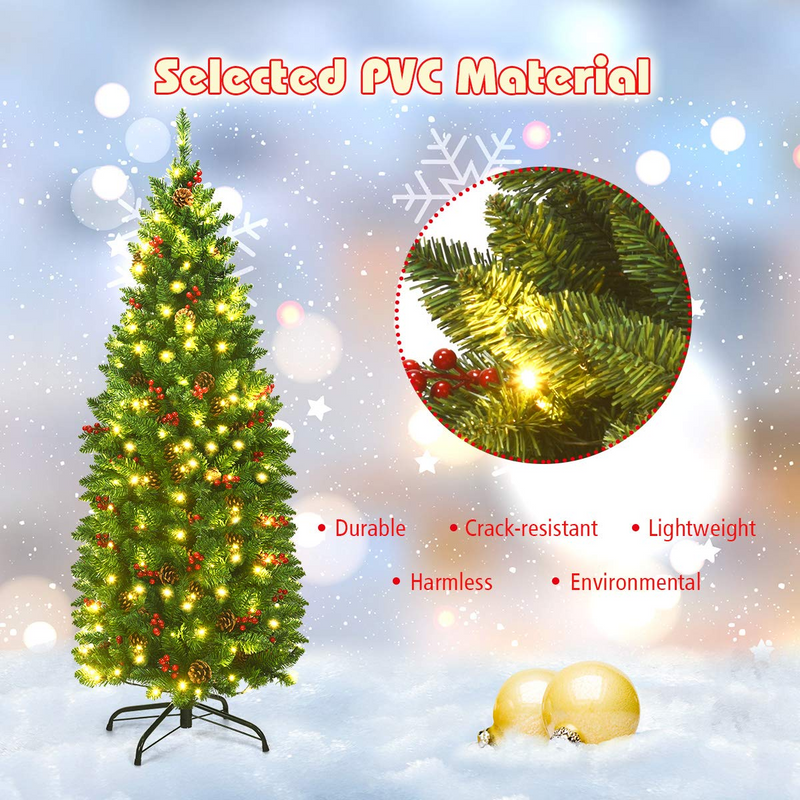 Load image into Gallery viewer, Goplus Pre-Lit Pencil Christmas Tree - GoplusUS