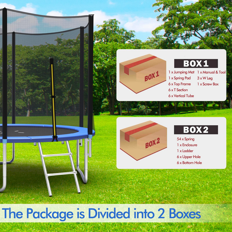 Load image into Gallery viewer, Goplus Trampoline 8FT 10FT 12FT 14FT 15FT 16FT, ASTM Approved Outdoor Recreational Trampolines W/Enclosure Net - GoplusUS