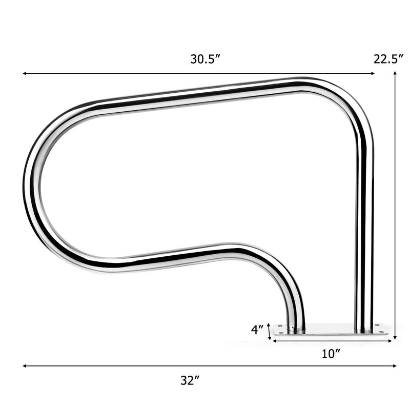 Load image into Gallery viewer, Goplus 2PCS Pool Hand Rail, Hand Grab Rail w/Quick Mount Base Plate, Stainless Steel Swimming Pool Stair Rail