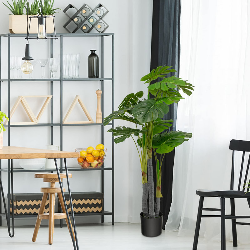 Load image into Gallery viewer, Goplus 4ft Artificial Monstera Deliciosa Plant, Fake Tropical Palm Tree with 20 Large Leaves - GoplusUS