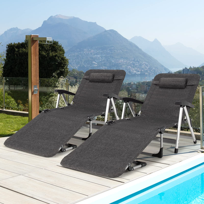 Load image into Gallery viewer, Chaise Lounge Chair, Folding Outdoor Patio Lounger with Cup Holder & Detachable Headrest - GoplusUS