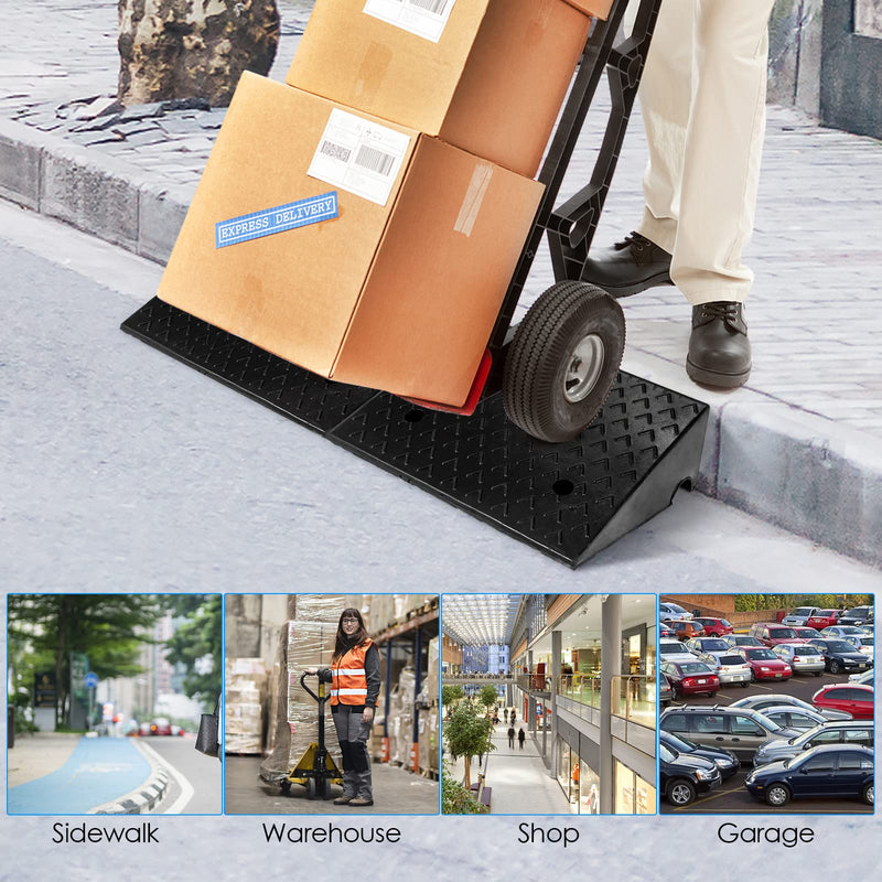 Load image into Gallery viewer, Rubber Curb Ramps, 5" H x 19" W Car Ramp Slope for Driveway Threshold Sidewalk Motorcycle