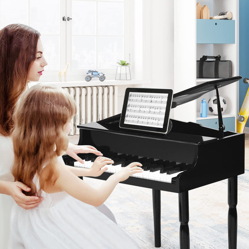 Load image into Gallery viewer, Goplus 30-Key Classical Kids Piano, Mini Grand Piano Wooden Learn-to-Play Musical Instrument Toy with Bench (4 Straight Leg-Black)