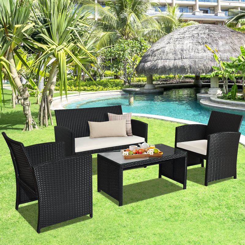 Load image into Gallery viewer, Rattan Patio Furniture Set, Outdoor Wicker Conversation Sofa