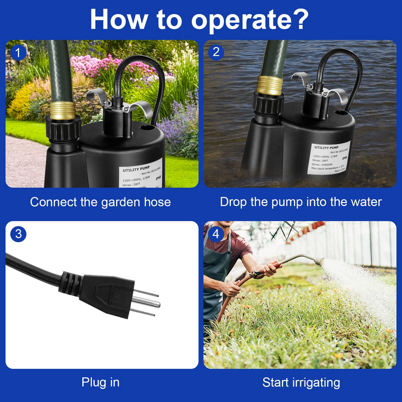 Load image into Gallery viewer, Goplus Submersible Water Pump, 1/3HP 2400GPH Sump Pump w/ 10 FT Cord & Inlet Screen - GoplusUS