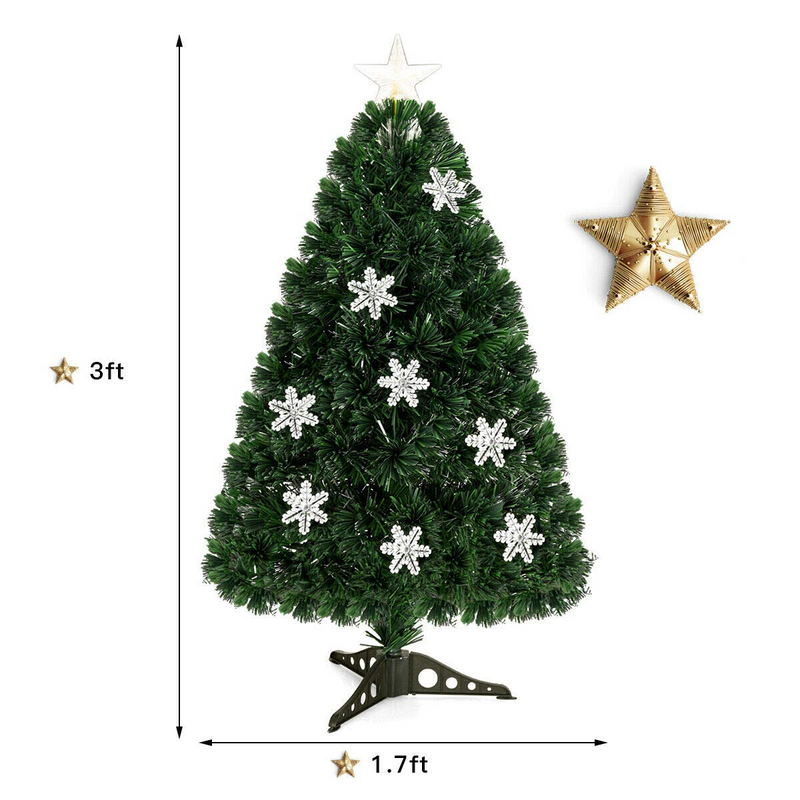 Load image into Gallery viewer, Artificial Pre-Lit Christmas Tree Fiber Optic Tree with Metal Stand, Xmas Tree for Holiday Decor - GoplusUS