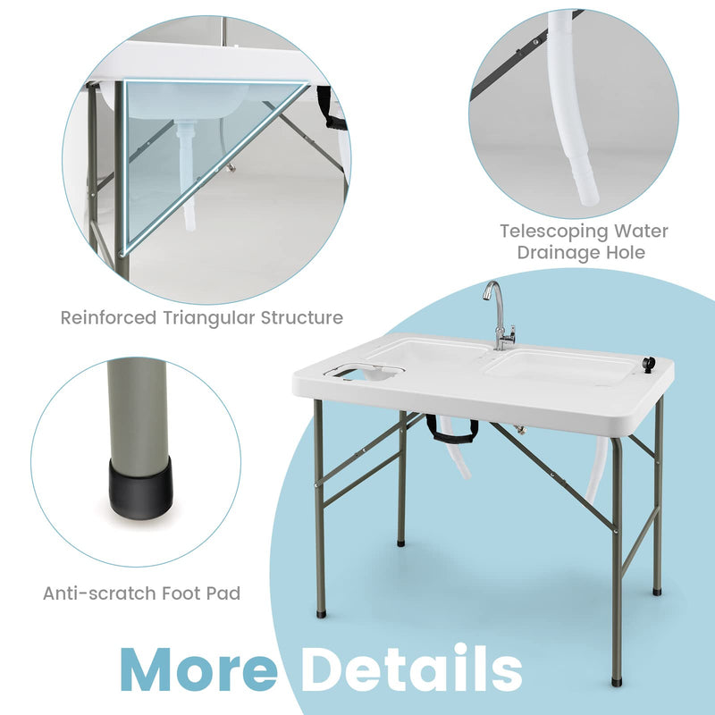 Load image into Gallery viewer, Goplus Folding Fish Cleaning Table with Dual Water Basins - GoplusUS