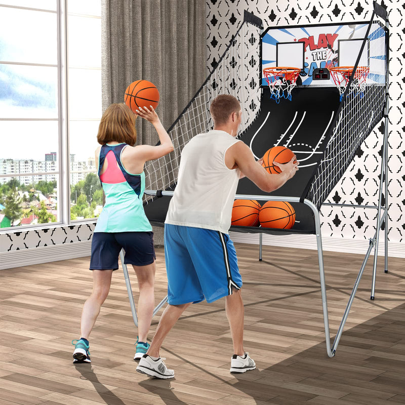 Load image into Gallery viewer, Goplus Foldable Dual Shot Basketball Arcade Game, Indoor Outdoor Basketball Game Machine