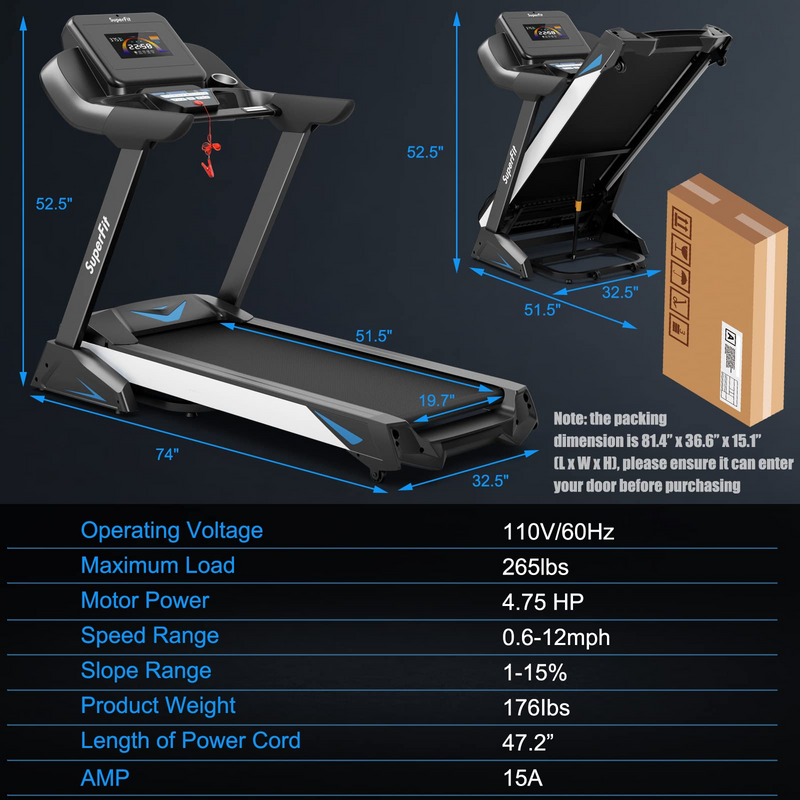 Load image into Gallery viewer, Goplus 4.75HP Folding Treadmill with 15% Auto Incline and APP, Commercial Heavy Duty Superfit Treadmill with 20 Preset Programs - GoplusUS
