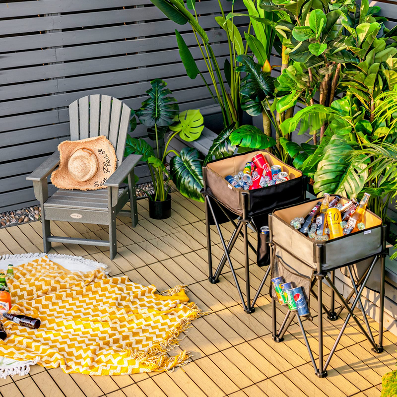 Load image into Gallery viewer, Goplus 2 PCS Folding Camping Tables, Portable Picnic Tables with Large Capacity Storage Sink - GoplusUS