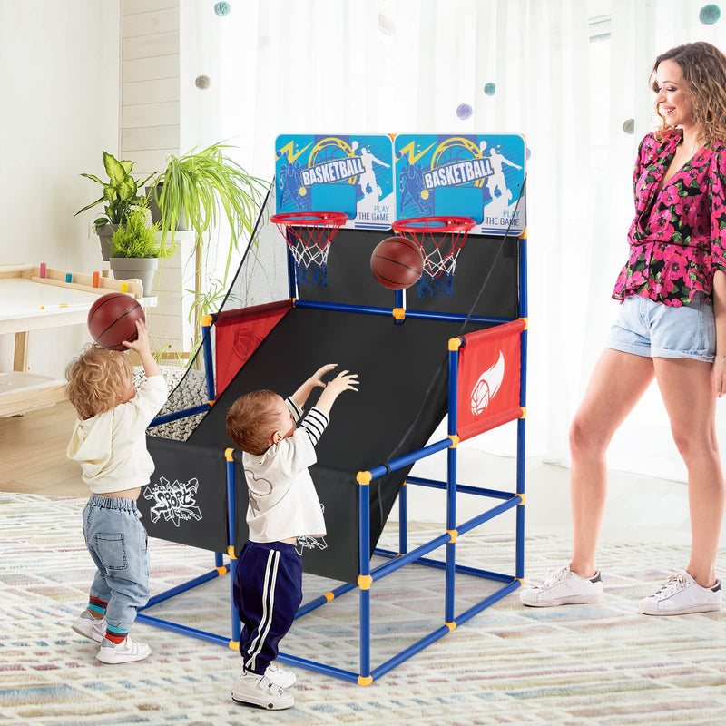 Load image into Gallery viewer, Goplus Kids Basketball Arcade Game, Dual Shot Basketball Game for 2 Players with 4 Balls & Inflation Pump - GoplusUS