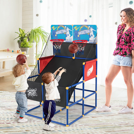 Goplus Kids Basketball Arcade Game, Dual Shot Basketball Game for 2 Players with 4 Balls & Inflation Pump - GoplusUS