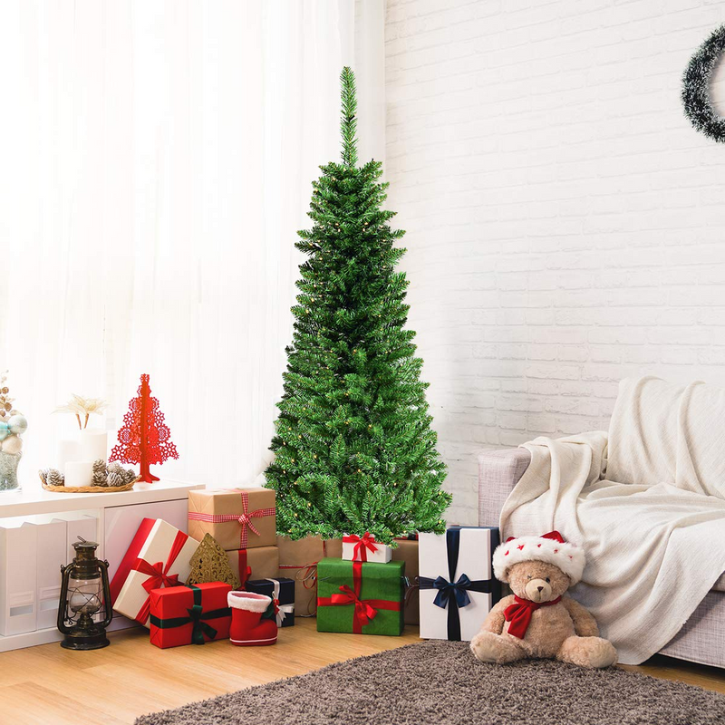Load image into Gallery viewer, Goplus Prelit Pencil Christmas Tree, 4.5FT Premium Hinged Fir Tree - GoplusUS