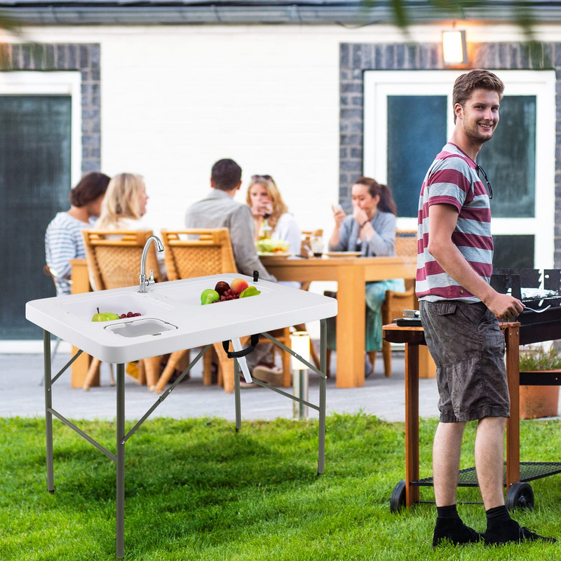 Load image into Gallery viewer, Goplus Folding Fish Cleaning Table with Dual Water Basins - GoplusUS