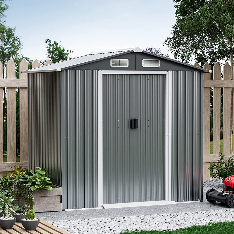 Load image into Gallery viewer, Goplus 6' x 4' Outdoor Storage Shed, Weather-Resistant Galvanized Metal Tool House