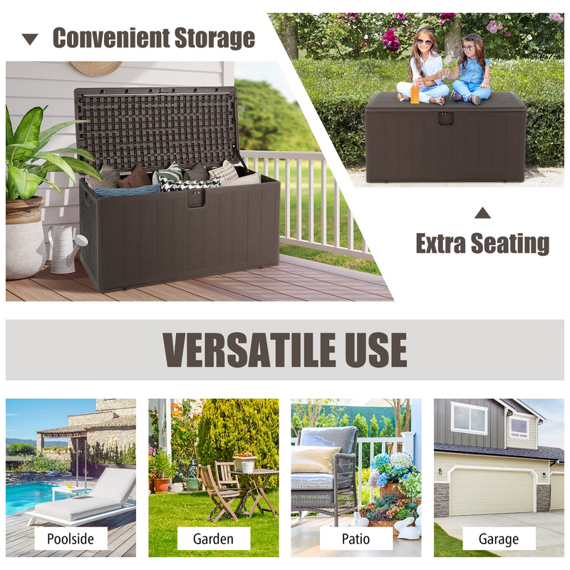 Load image into Gallery viewer, Goplus 105 Gallon Deck Box, Extra Large Resin Storage Box with Lockable Lid for Cushions & Patio Furniture - GoplusUS